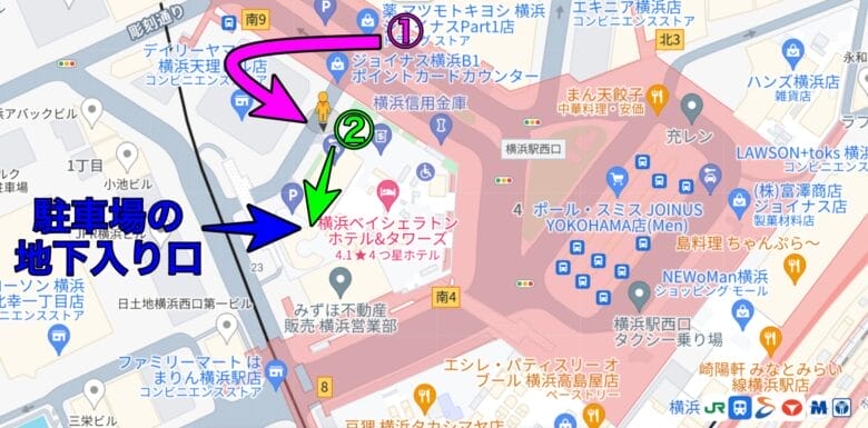 横浜ベイシェラトンホテル&タワーズ 駐車場 入口 料金 プラチナ